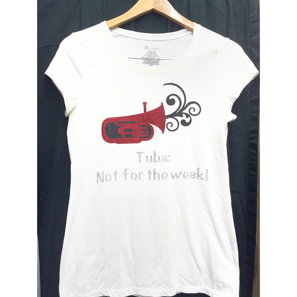 No Boundaries Tuba Not For The Weak Graphic Tee White Large 11-13 NJ16T106HB